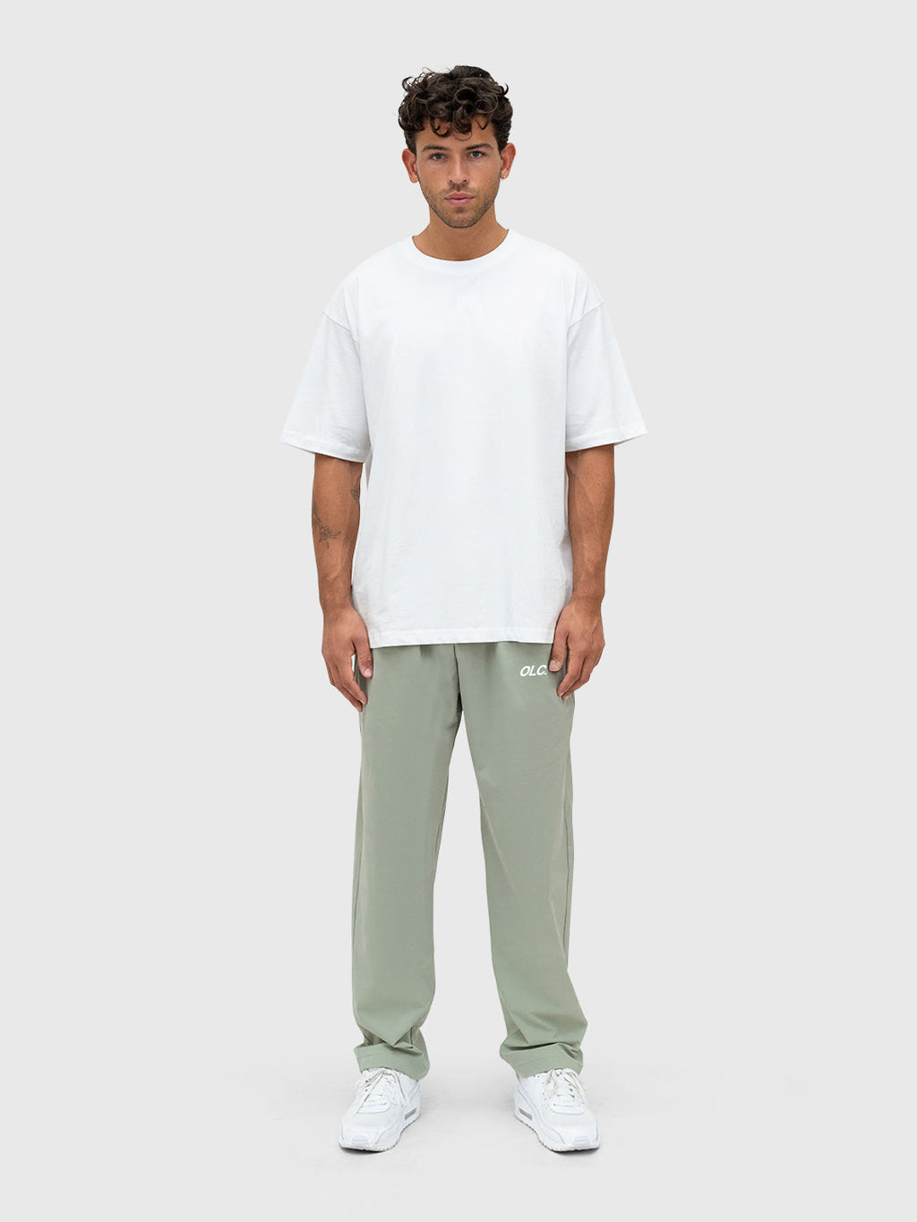 Logo Tech Pants - Sage/White