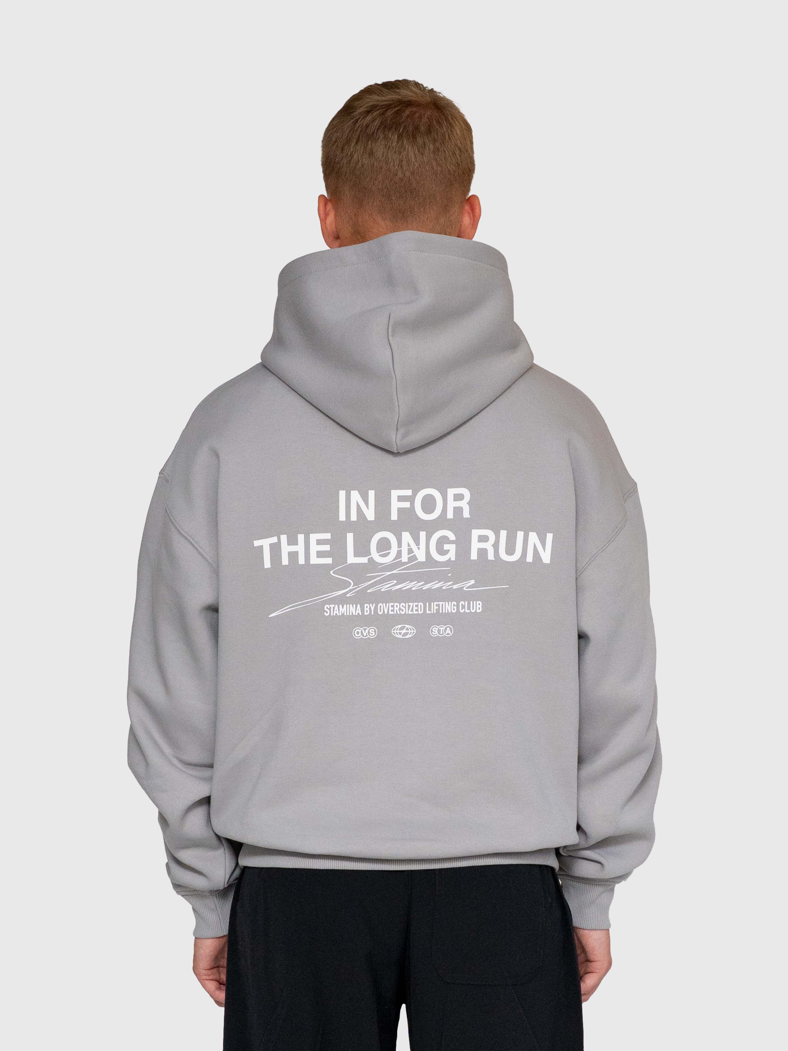 Long Run Hoodie - Neutral Grey/White
