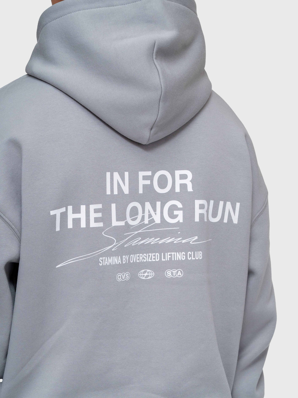 Long Run Hoodie - Neutral Grey/White
