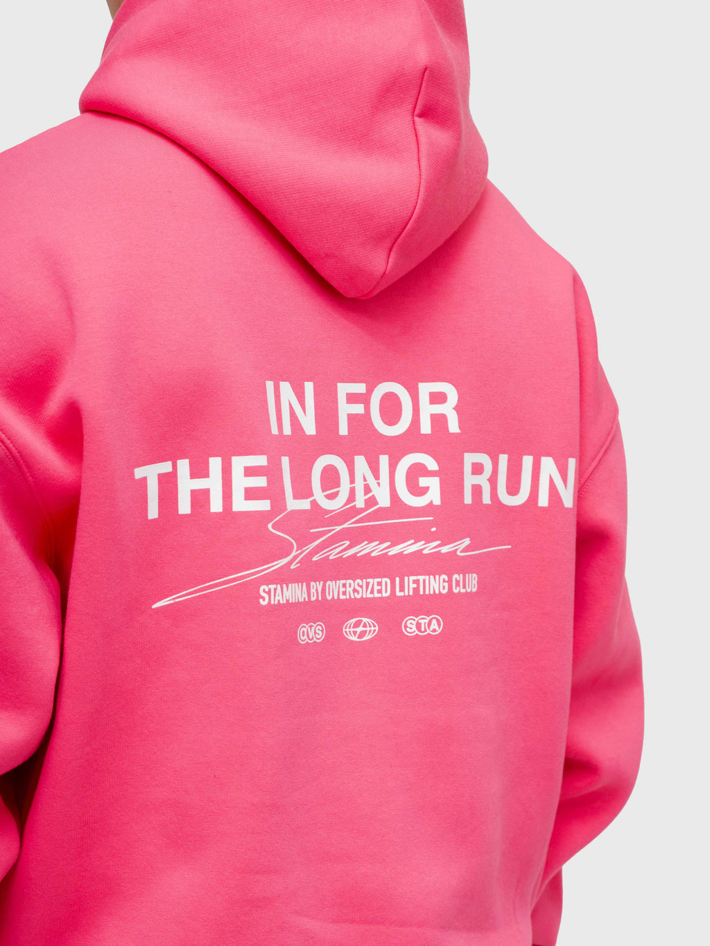 Long Run Hoodie - Hot Pink/White