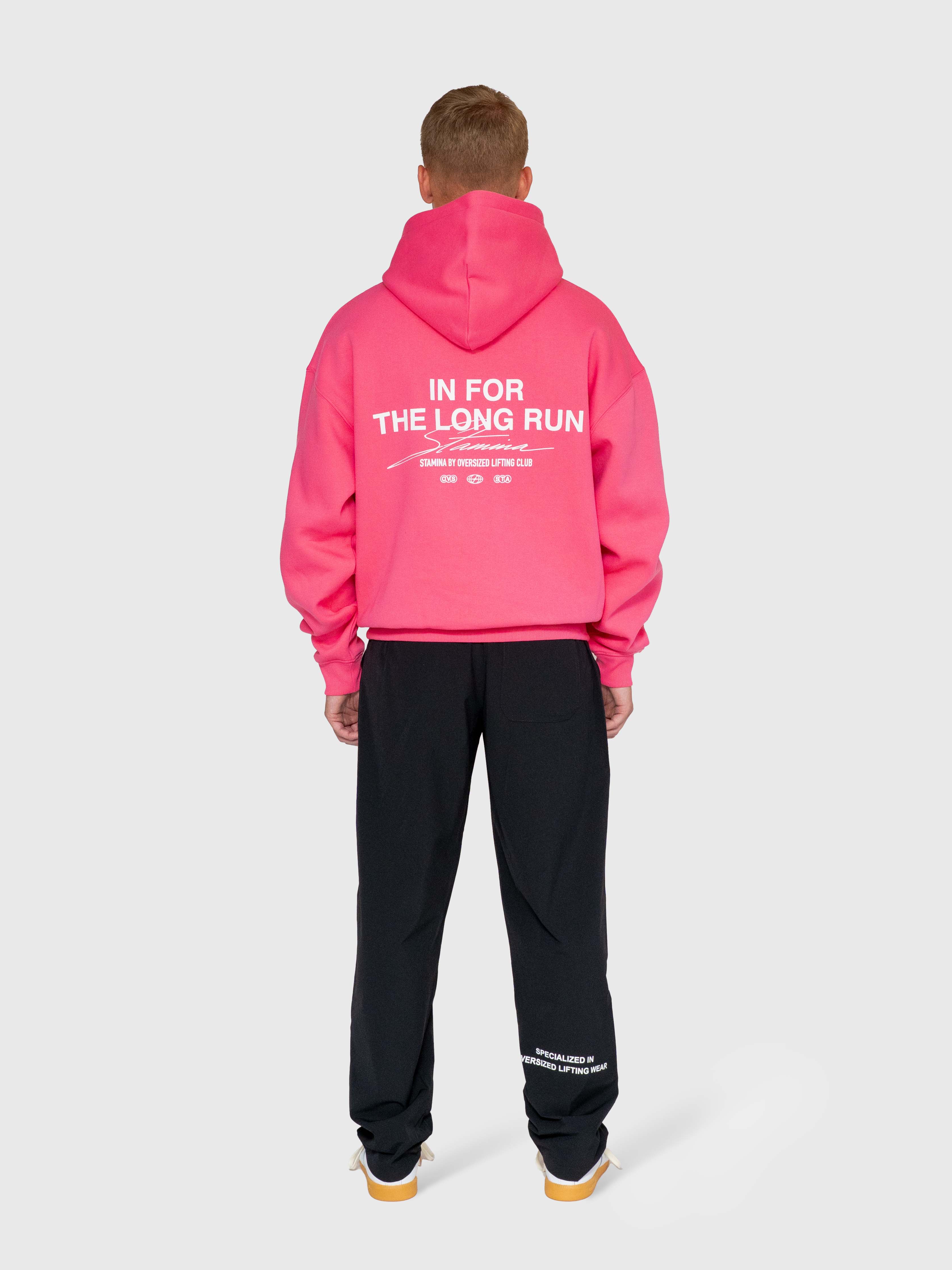 Long Run Hoodie - Hot Pink/White