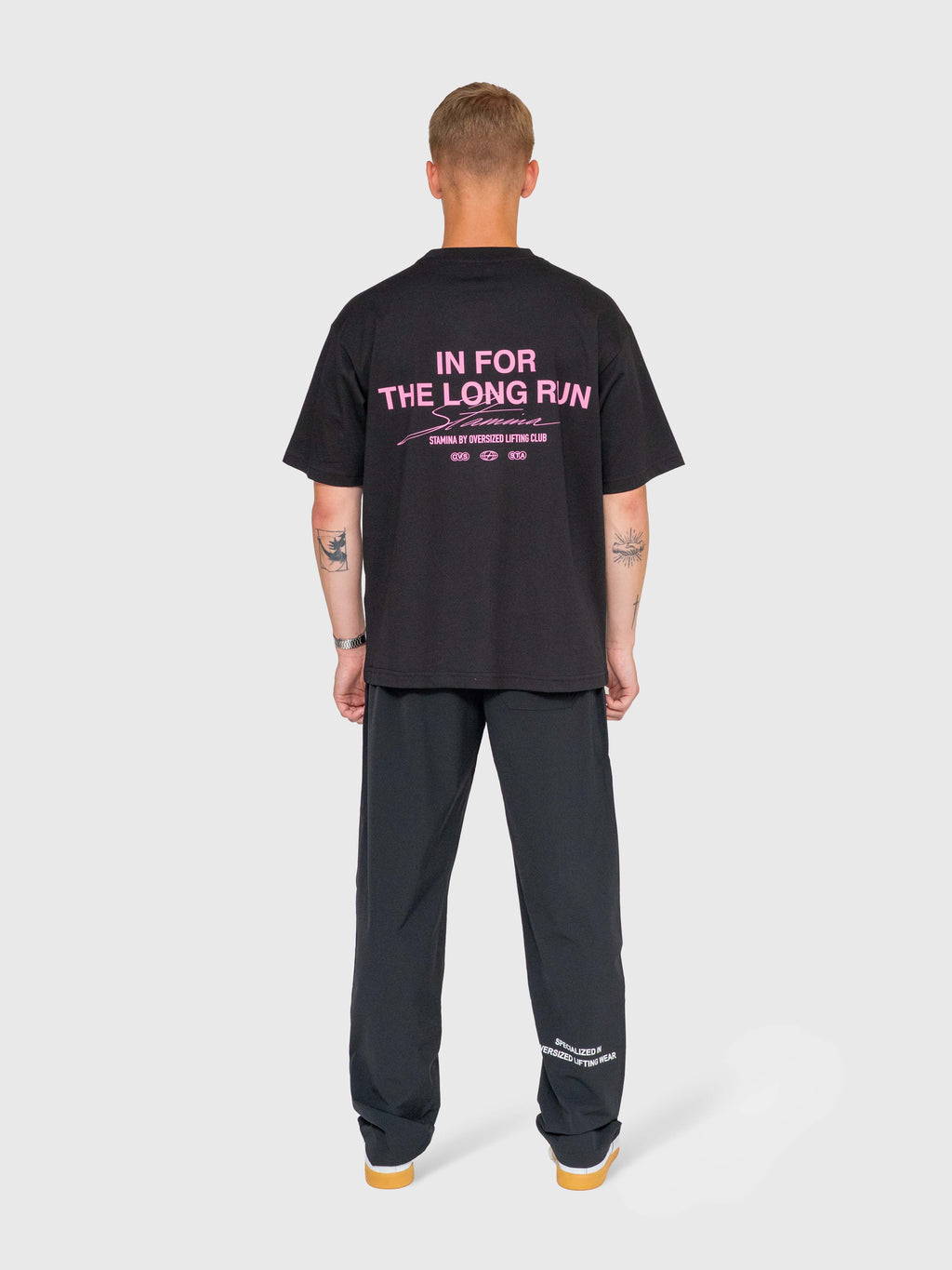 Long Run Box Tee - Black/Pink
