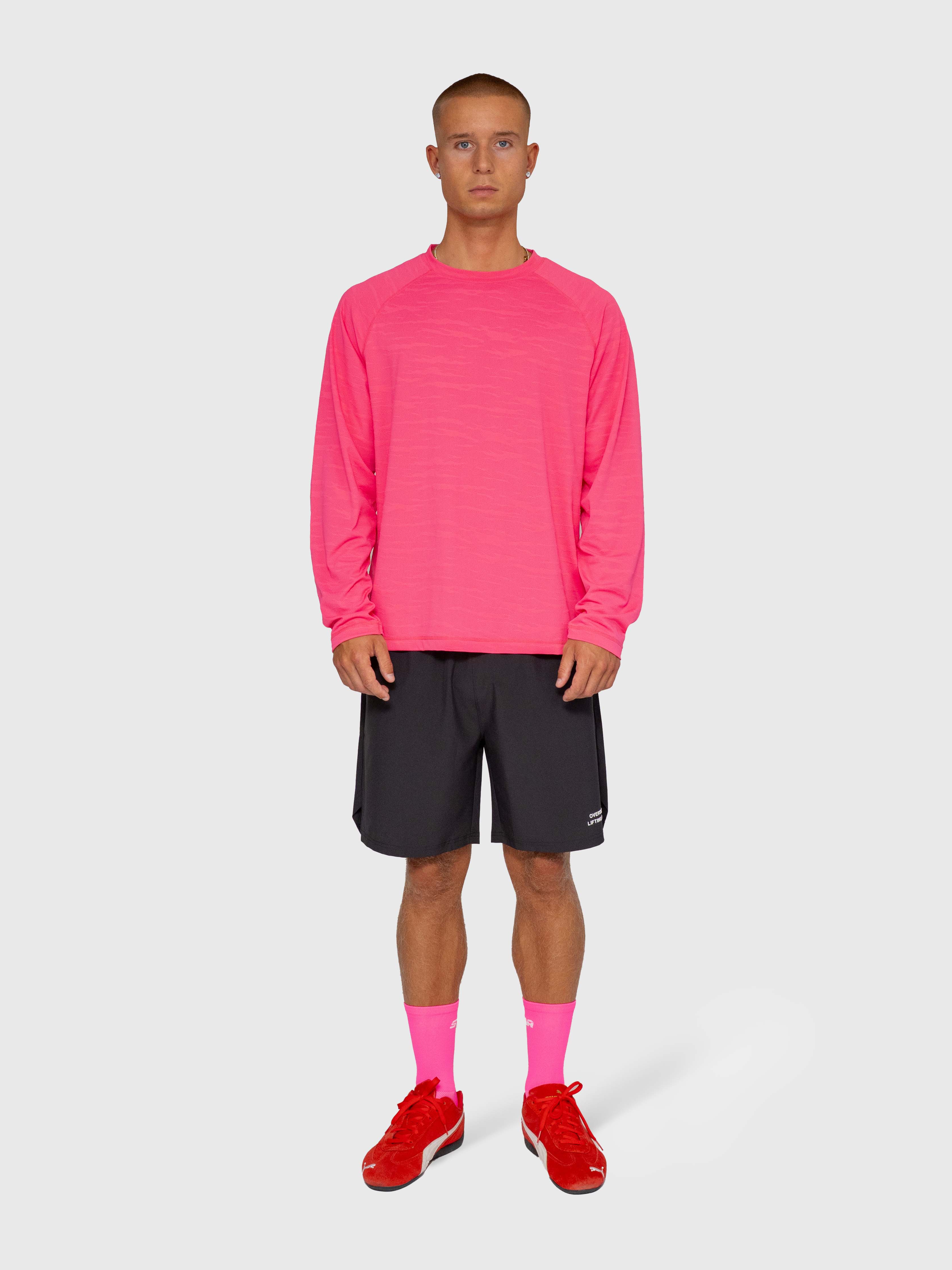 Active Long Sleeve Logo - Hot Pink/White