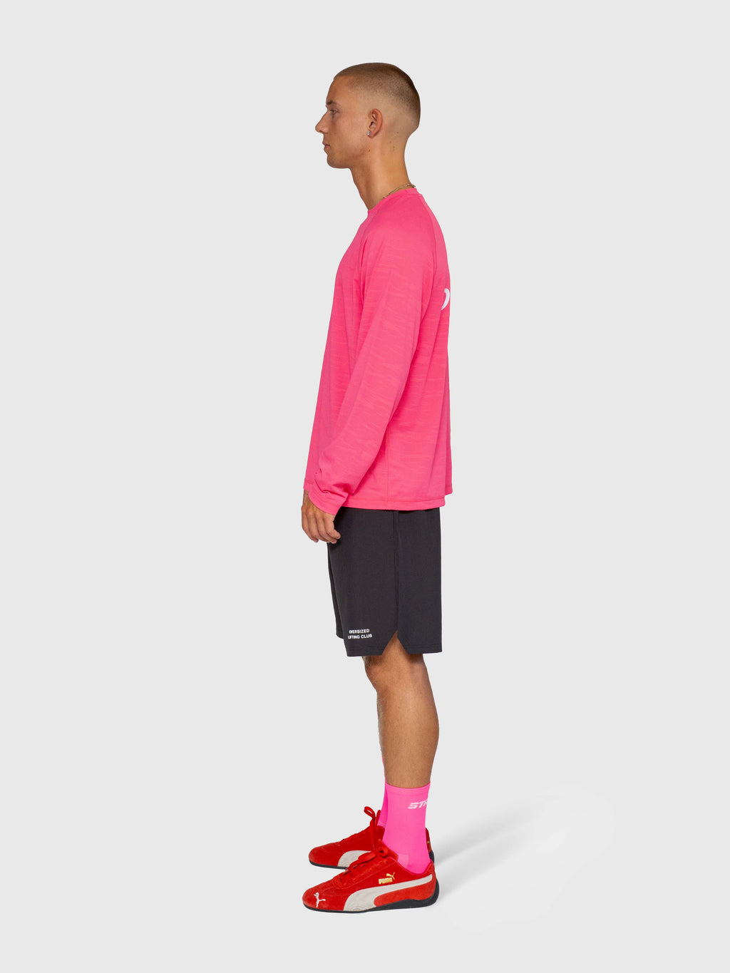 Active Long Sleeve Logo - Hot Pink/White