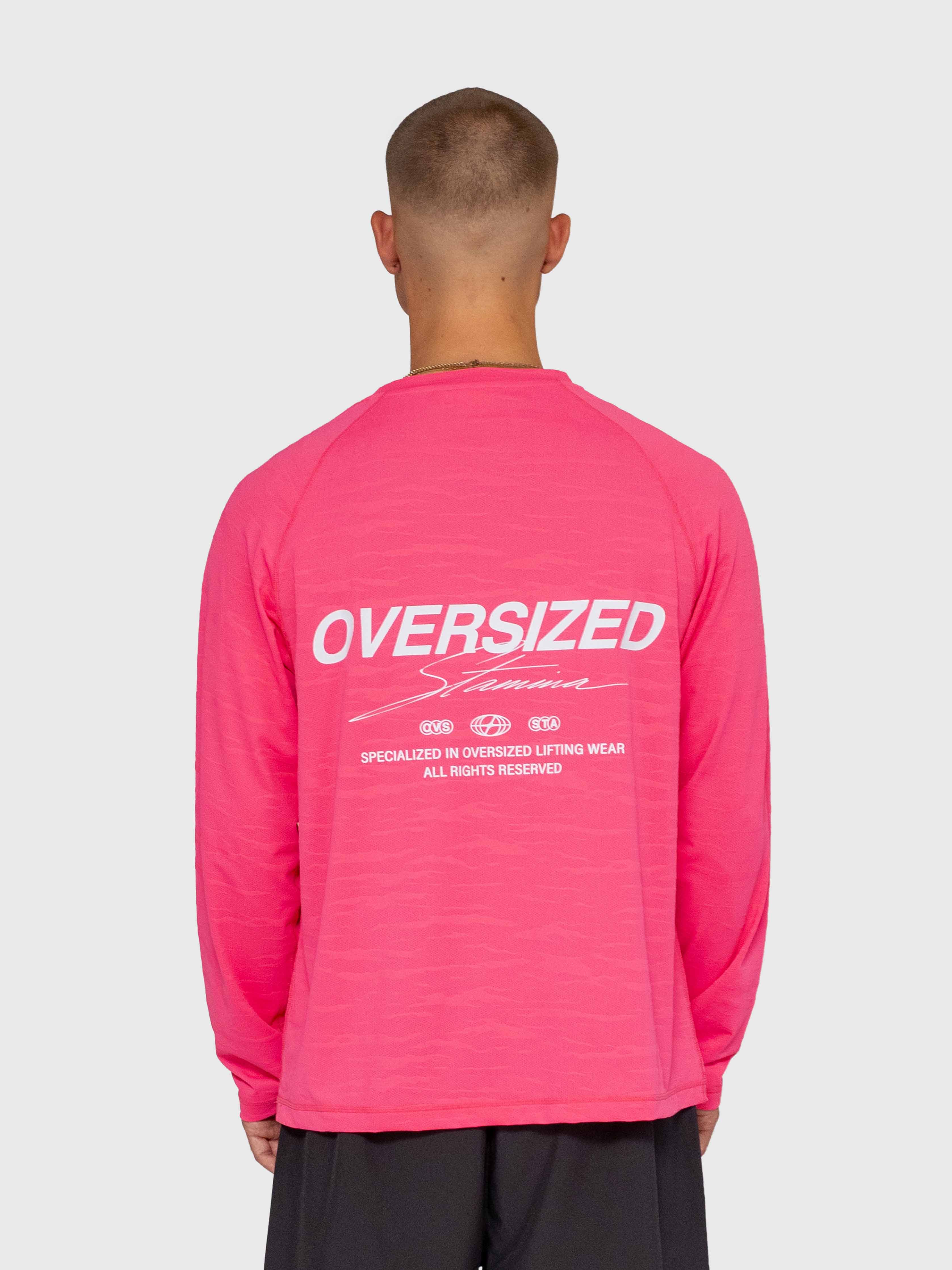 Active Long Sleeve Logo - Hot Pink/White