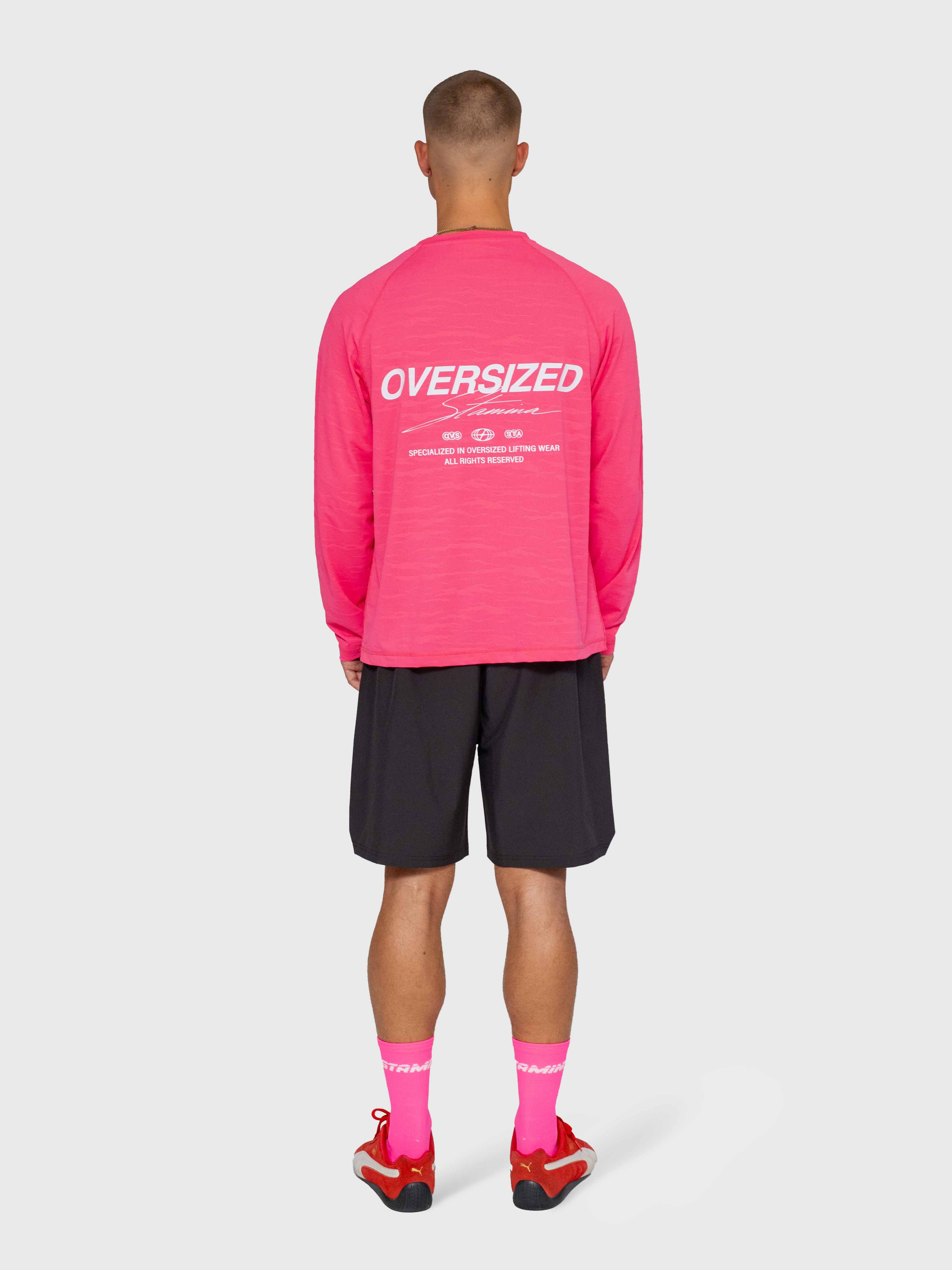 Active Long Sleeve Logo - Hot Pink/White