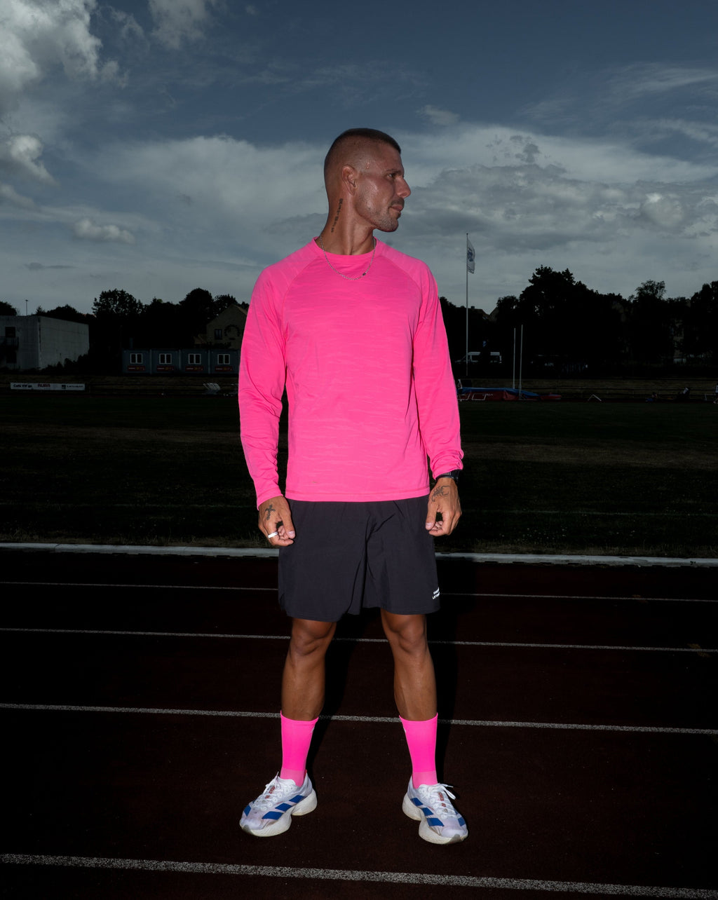 Active Long Sleeve Logo - Hot Pink/White
